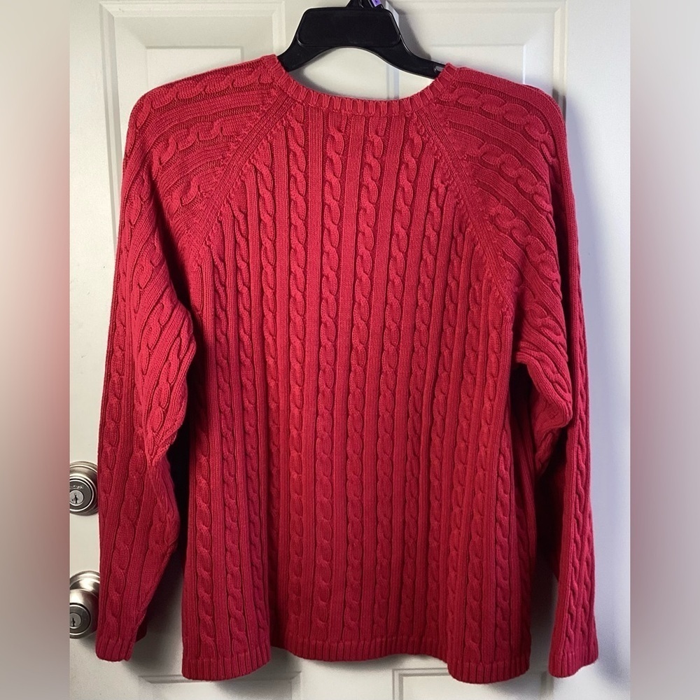L.L. Bean Women's Vibrant Red Button-Up Cardigan - Picture 5 of 6